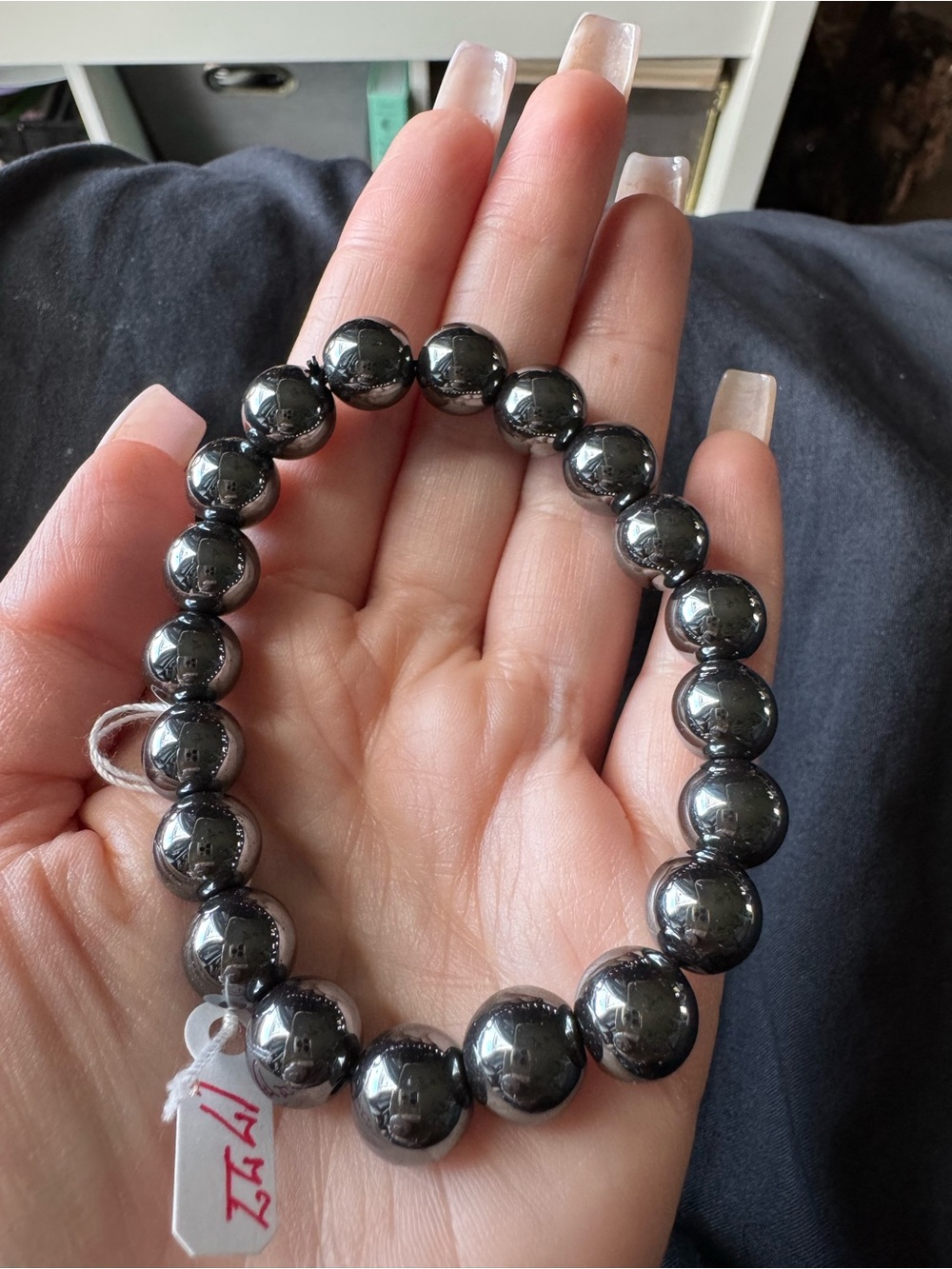Hematite Bead Stretch Bracelet - Dark Gray